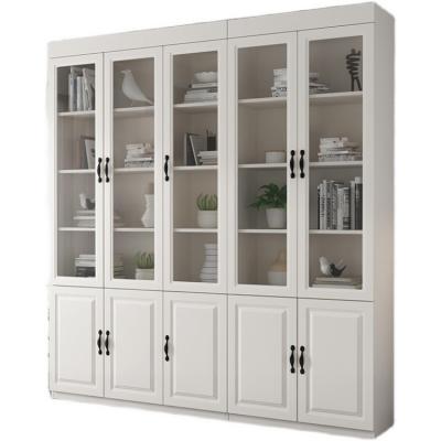 China Modern Storage Bookcase Shelf With Glass Door Storage Cabinet For Home Office for sale