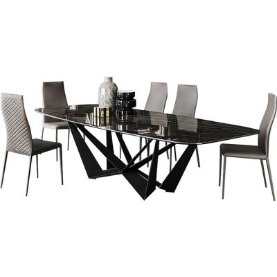 China Luxruy Rectangle Marble Steel Frame Top Dining Table and Chairs for Home and Restaurant for sale