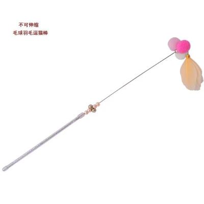 China Cat Playing New Pet Supplies Play Fairy Pet Toy Bell Cat Stick Steel Wire Feather Bar Stick Funny Interactive Cat Wander for sale