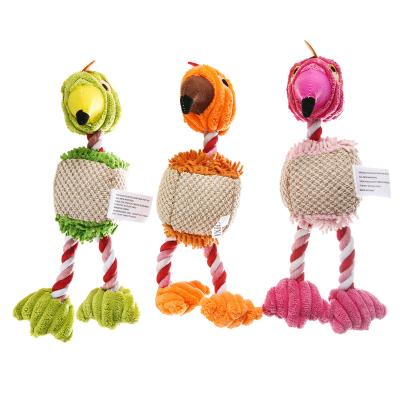 China Popular Small Animals Pet Toys Dog Squeak Animal Rope Plush Design Interactive Bird Toy for sale