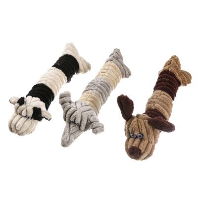 China Small Animals Wholesale Corduroy Custom Eco Friendly Exercising Toy Dog Chew Pet Toys Interactive Squeaky Band for sale