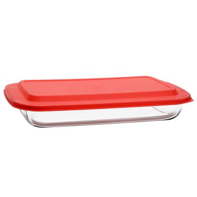 China High Borosilicate Glass Disposable Baking Dish Rectangular Bakeware Heat Resistant Glass Baking Tray For Baking And Baking for sale