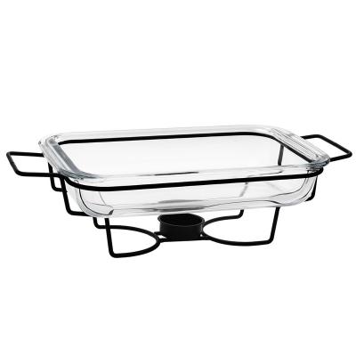 China 1L Bakeware Disposable High Borosilicate Glass Baking Dish With Stand Suitable For Hotel And Resturant for sale