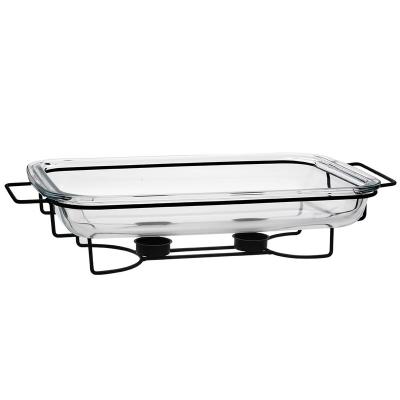 China Disposable 3L Bakeware High Borosilicate Glass Baking Dish With Stand Suitable For Hotel And Resturant for sale