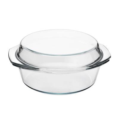 China 650ml Round Shape Disposable Mood Pot Glass Casserole Microwave Oven Bowl With Lid for sale