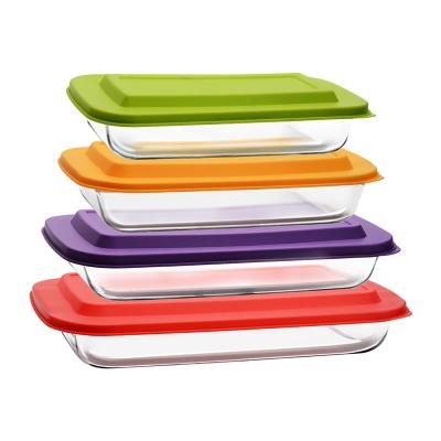 China Rectangular Glass Baking Dish Tray Borosilicate Glass Bakeware Oven Rectangular Gas Cooker Dish Plate for Tableware for sale