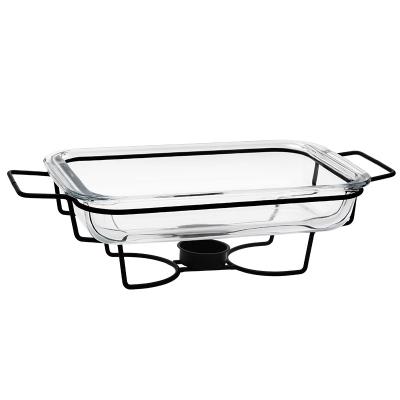 China Gas Cooker Bakeware Set Borosilicate Heat Resistant Glass Glass Baking Dish with Warmer Candle Holder for sale