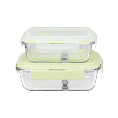 China Modern Style Microwavable Food Box PP Glass Food Containers Plastic Free Lid With Divider Silicone Seal for sale