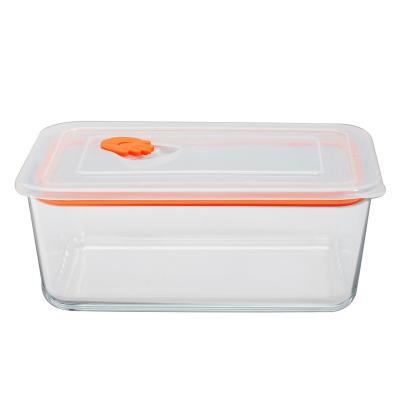 China Modern Style Microwavable Food Box PP Glass Food Containers Plastic Free Lid With Air Vent Rectangle Design for sale