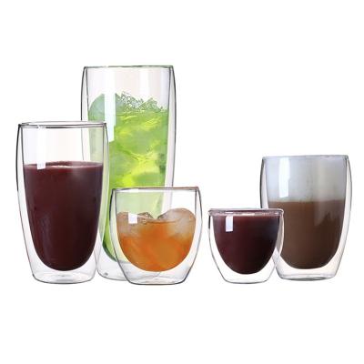 China Stored Eco-Friendly Products 2021 New Double Wall Glass Mugs Tea Coffee Cup Glasses For Glassware Cups for sale