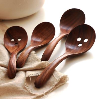 China Viable You Can Wholesale and Customize New Japanese Style Single Curved Solid Wood Two-Part Handle Spoon Cooking Set for sale