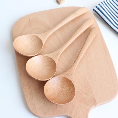 China Factory Direct Sale 20*6cm Viable Japanese Beech Spoon With Big Round Mouth And Curved Handle for sale