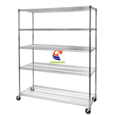 China Corrosion Protection Guaranteed Quality Factory Price OEM / ODM Chrome Wire 4 Tiers Metal Shelving Rack for sale