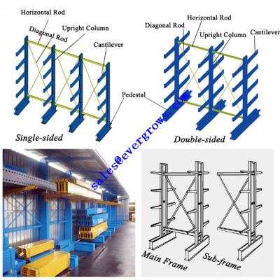 China Corrosion Protection Steel Long Storage Cantilever Racks With Heavy Duty 1000Kgs Load Capacity Cantilever Racking for sale