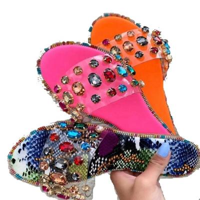 China Latest design ladies flat sandals love shoes fashion rhinestone wholesale flat slippers for women ladies shoes for sale