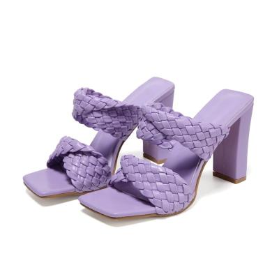 China 2021 new design large size ladies high heels breathable woven sexy shoes for women for sale