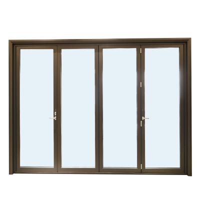 China Heat insulation KUUYEE door outswing aluminum energy efficient accordion bifold bi folding glass exterior doors for sale