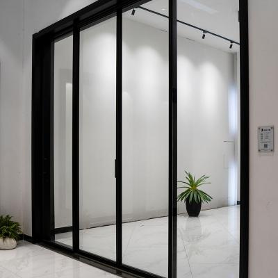 China Modern Aluminum Narrow Aluminum Tempered Glass Multi Patio Door Panel Sound Insulation Frame Sliding Door for sale