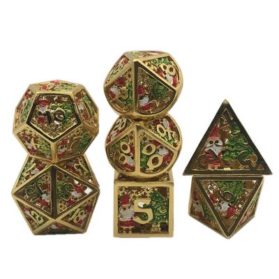 China DND Games Customized Dice Christmas Santa Pattern Hollow Dice For High Quality Polyhedral Board Game DND Game Set for sale