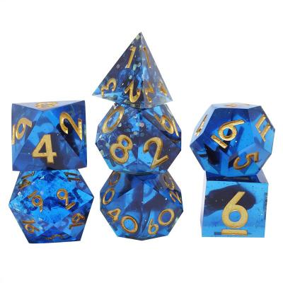 China DND Games Customized Resin DND Polygon Transparent Multicolor Rotating Dice Set Board Game Dice for sale