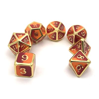 China DND Games RPG Custom Carved Color Polyhedral Metal Carve DND Game Set for sale