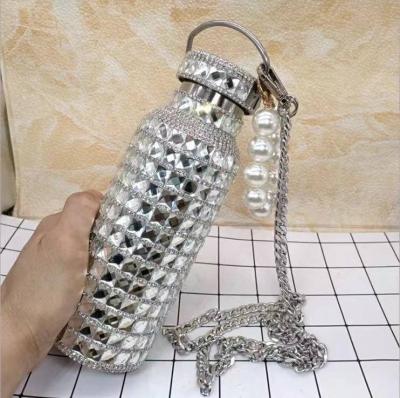 China PORTABLE Double Wall Insulated Stainless Steel Water Bottle Double Wall Insulated Vacuum Diamond Crystal Water Bottle for sale