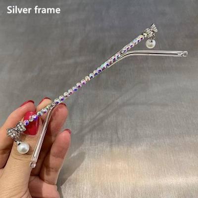 China Fashion Sunglasses Shape Half Frame Sunglasses Women Charm Rhinestone Ball Chain Star Pentagon Crystal Sun Glasses Without Glass Frame Eyeglasses for sale