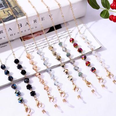 China Crystal Fashion Women Geometric Colorful Crystal Glasses Chain Lanyards Anti-Slip beaded sunglasses hanging strap holder for sale