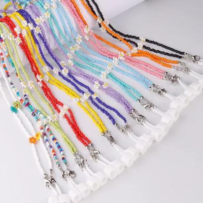 China Resin Bohemian Sunglass Stand Strap Monocle Necklace Chain Rope For Women Jewelry Daisy Flower Colorful Seed Beaded Monocle Chain for sale