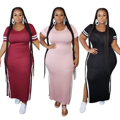 China 20731 Snug Fit Bumping Fabric (RTS 0.5) Slit Longer Plus Size Women's Dress For Women for sale