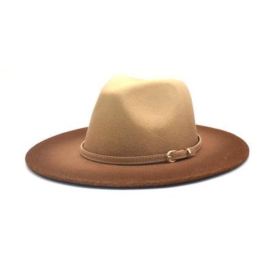 China Gradient 3.5) D22 character autumn and winter (new woolen in the large brim jazz outdoor warm Panama hat for sale