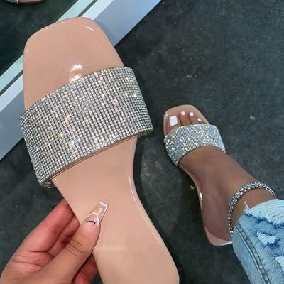 China Fashion Trend (RTS 0.5) 7261 New Style Rhinestone Flat Sandals Slippers Casual Fashion For Women for sale