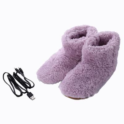 China Wholesale Low Price High Quality Usb Cold Weather Heated Warm Heat Shoes Comfortable Plush USB Electric Heating Slippers Shoes for sale