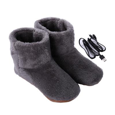 China Usb Men Women USB Heated Plush Shoes Slipper Foot Soft Electric Heating Warmer Boot for sale