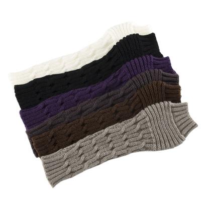 China Twist Knitting Customized Autumn And Winter Knitting Half Fingertip Mittens Woolen Mittens Folding Arm Warmer Blanket For Men And Women for sale