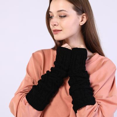 China Twist Warm Knitting Half-finger Arm Warmers Wholesale Long Sleeve Gloves Mittens Knitted Women Winter Gloves for sale