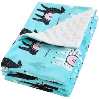 China Anti-pilling Super Soft 100% Baby Crescent Polyester Minky Flannel Fleece Newborn Dot Blankets for sale