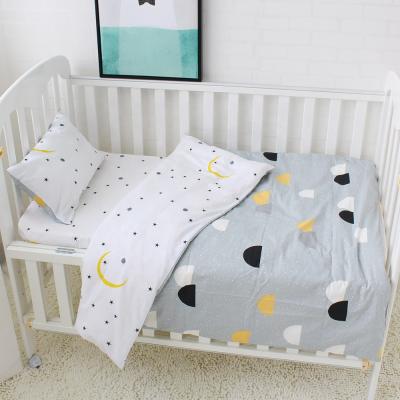 China Nondisposable Organic Cotton 3pcs Comforter Sheet Crib Bed Linen Set Bamboo Crib Bedding Sets With Baby Bumpers for sale