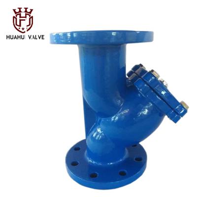 China DIN3202 F1 water sytem water treatment cast iron double flange y type water strainer for sale