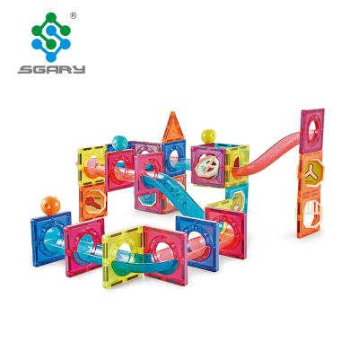 China 2020 New Best-selling Building Toy Preschool Educational Toys DIY Magnetic Marble Run Magnetic Tile for sale