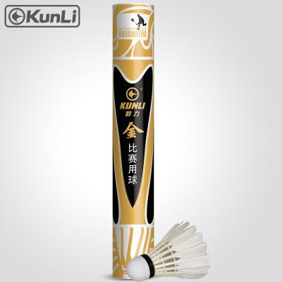 China Professional Badminton Shuttlecock Tournament Grade Top Class A Goose Feather Kunli Gold Shuttlecocks For International Tournament Shuttle Cock for sale