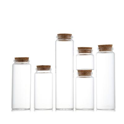 China Glass Tube Vial Bottles With Cork Stopper Mini Borosilicate Wishing Message Test Medicine Clear Round 5ml 10ml 15ml for sale