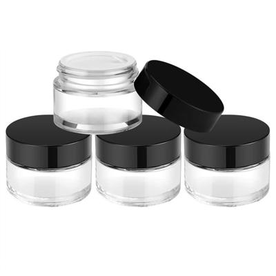 China Factory 1 Ounce 30ml Clear Cosmetic Round Skin Care Glass Face Cream Luxury Cosmetic Packaging Jar With Screw Plastic Lid for sale