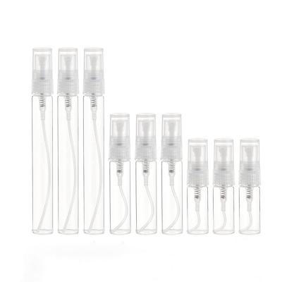 China Luxury Custom Logo Fine Mist Perfume Atomizer Vials Take Up 10ml Spray Bottles Glass With Plastic Spray Pump for sale