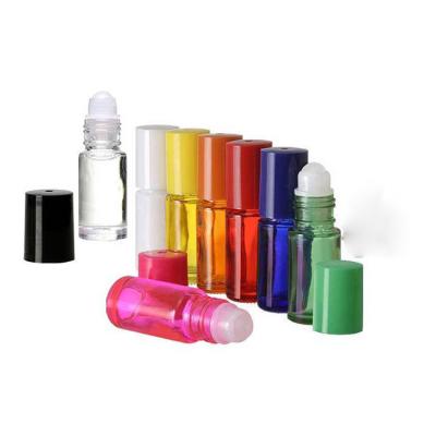 China Luxury Custom Logo Colorful Cosmetic Packaging Skincare Essential Oil Perfume 5ml Roller Empty Bottle Glass for sale