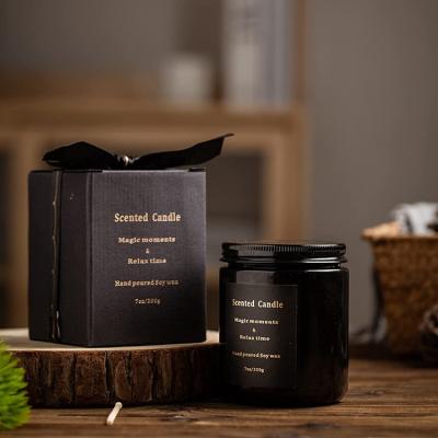 China Custom Weddings Label 8 oz 10 oz 14 oz Scented Matte Black Glass Candle Jar Luxury Empty With Lid for sale