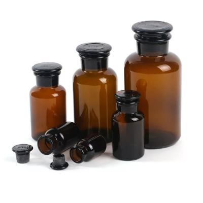 China Chemical In Stock 30ml 60ml 125ml 250m 500ml 1000ml Amber Liquid Chemical Reagent Bottles With Scale for sale