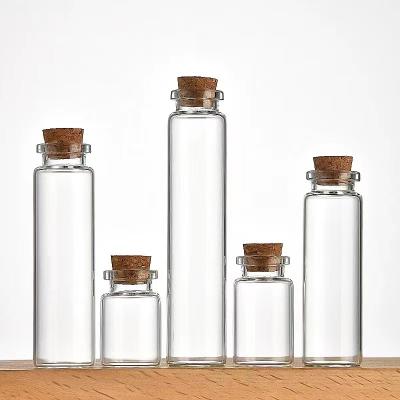 China High Quality Transparent Tubular Glass Tube Cosmetic Vial Bottles With Cork Stopper Diameters 5ml 10ml 15ml for sale