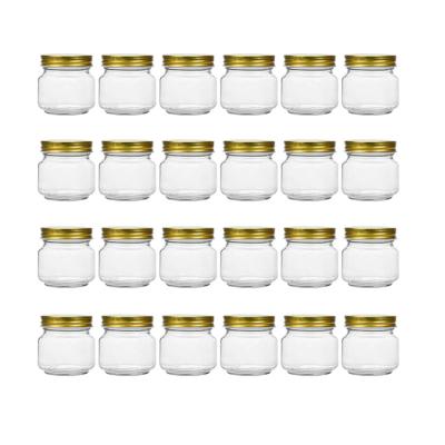 China Custom Logo 8oz Microwavable Jelly Storage Containers Wedding Party Jam Favors Mason Jar With Metal Lid for sale