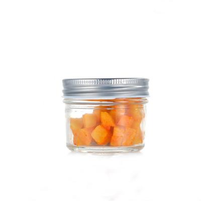 China Empty Wide Mouth Jam Food 4oz 120ml Round Glass Mason Jar With Metal Lid for sale